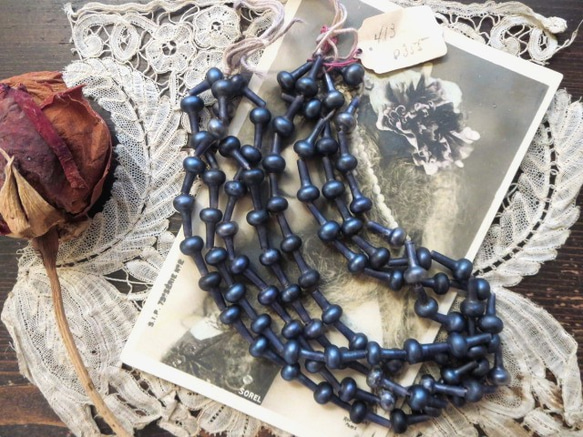 *♥Antique French Souffle Glass Beads Smoky Indigo Blue*♥* 3枚目の画像