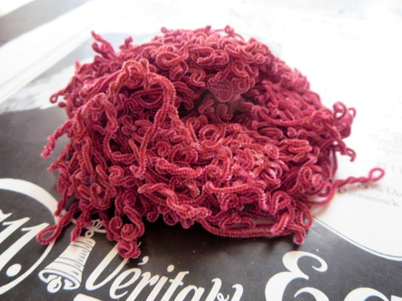 *♥*Antique French Silk Chenille Brown Shade Red*♥* 2枚目の画像