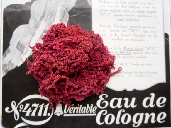 *♥*Antique French Silk Chenille Brown Shade Red*♥* 1枚目の画像