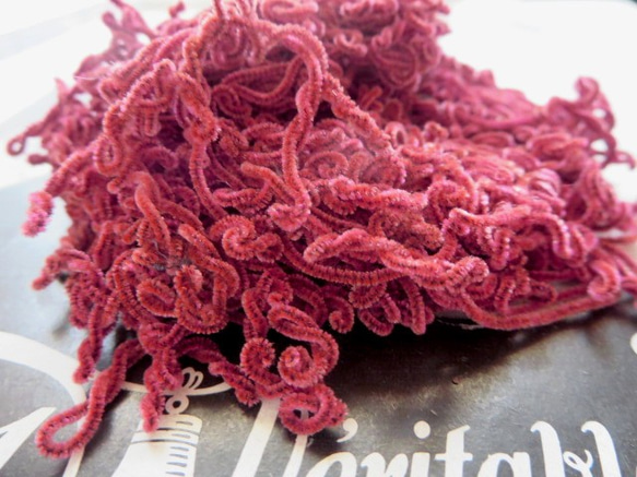 *♥*Antique French Silk Chenille Brown Shade Red*♥* 3枚目の画像