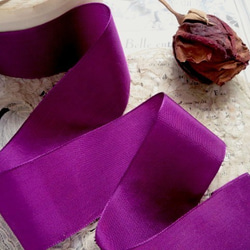 *♥*Antique French Silk Grosgrain Ribbon Purple Peony 紫牡丹*♥* 1枚目の画像