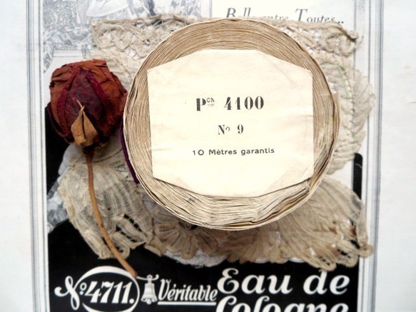 *♥*Antique French Silk Grosgrain Ribbon Purple Peony 紫牡丹*♥* 4枚目の画像