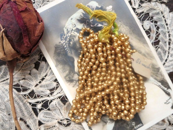 *♥Antique Souffle Glass Beads Semi Matte Gold*♥* 4枚目の画像