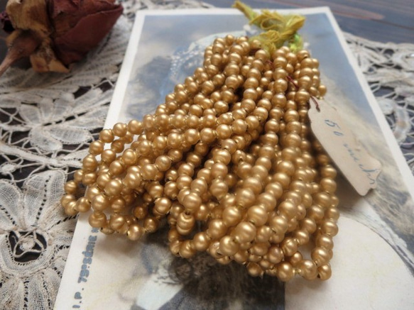 *♥Antique Souffle Glass Beads Semi Matte Gold*♥* 2枚目の画像