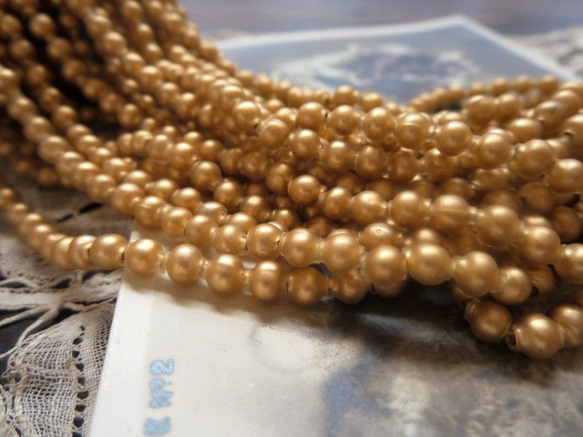 *♥Antique Souffle Glass Beads Semi Matte Gold*♥* 3枚目の画像