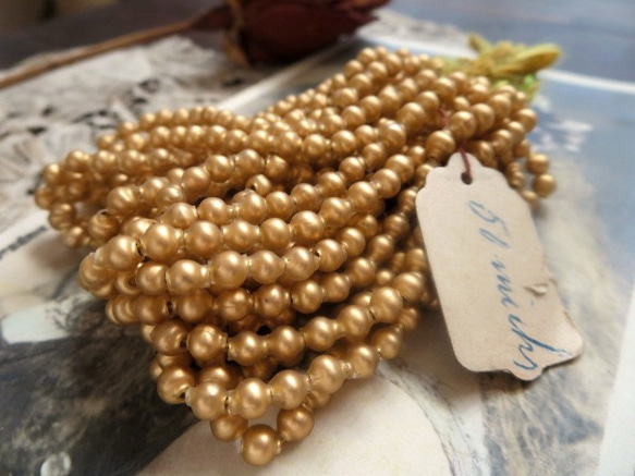 *♥Antique Souffle Glass Beads Semi Matte Gold*♥* 1枚目の画像