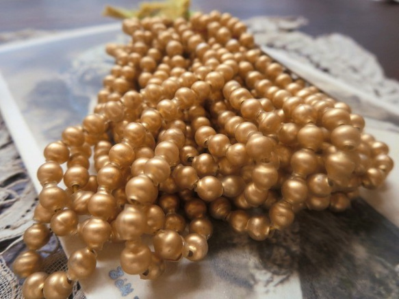*♥Antique Souffle Glass Beads Semi Matte Gold*♥* 5枚目の画像