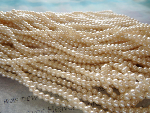 *♥*Japanese Vintage Pearls Soft Pink Shade Ivory 3mm*♥* 2枚目の画像