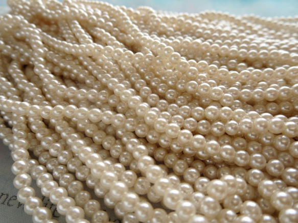 *♥*Japanese Vintage Pearls Soft Pink Shade Ivory 3mm*♥* 3枚目の画像