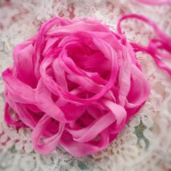 **♥Silk Chiffon Sari Ribbon Lotus Pink Ombre *Fair Trade*♥** 1枚目の画像