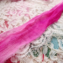 **♥Silk Chiffon Sari Ribbon Lotus Pink Ombre *Fair Trade*♥** 4枚目の画像