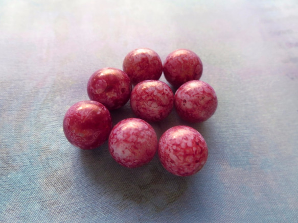 *♥*Vintage West German Rose Red Picasso Beads 4pcs*♥* 1枚目の画像