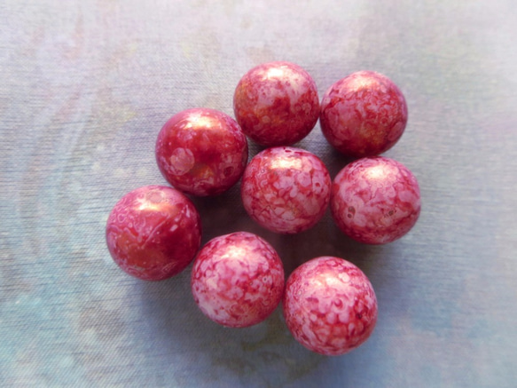 *♥*Vintage West German Rose Red Picasso Beads 4pcs*♥* 3枚目の画像