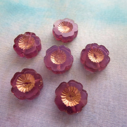 *♥Czech Table cut Flower Glass Beads Orchid Opal Bronze♥* 2枚目の画像