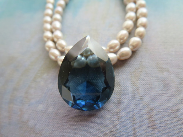 *♥*Vintage Crystal Stone Pear Shape Montana*♥* 4枚目の画像