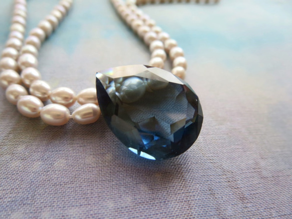 *♥*Vintage Crystal Stone Pear Shape Montana*♥* 5枚目の画像