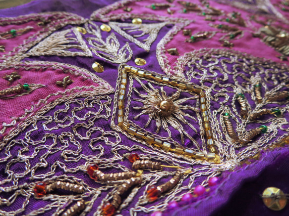 **♥Reserved♥** Vintage Sari Trim Purple & Pink Zari Work*♥** 2枚目の画像