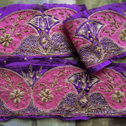 **♥Reserved♥** Vintage Sari Trim Purple & Pink Zari Work*♥** 6枚目の画像