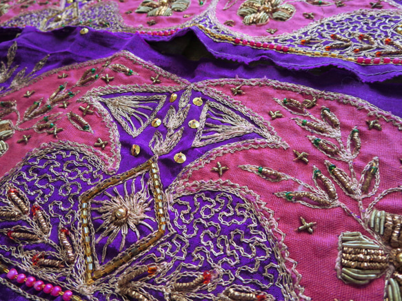 **♥Reserved♥** Vintage Sari Trim Purple & Pink Zari Work*♥** 5枚目の画像