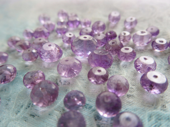 *♥Amethyst Gemstone Beads *宝石質 ローズアメジスト ボタンカット♥* 3枚目の画像