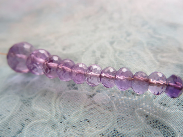 *♥Amethyst Gemstone Beads *宝石質 ローズアメジスト ボタンカット♥* 5枚目の画像