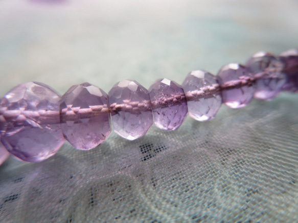 *♥Amethyst Gemstone Beads *宝石質 ローズアメジスト ボタンカット♥* 2枚目の画像