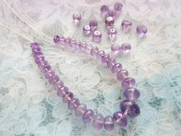 *♥Amethyst Gemstone Beads *宝石質 ローズアメジスト ボタンカット♥* 6枚目の画像