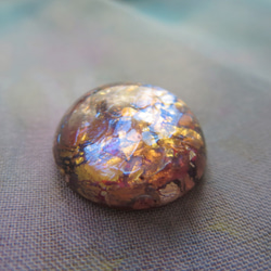 *♥*Vintage Czech Glass Fire opal Cabochon Round Purple*♥* 2枚目の画像