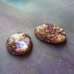 *♥*Vintage Czech Glass Fire opal Cabochon Round Purple*♥* 4枚目の画像