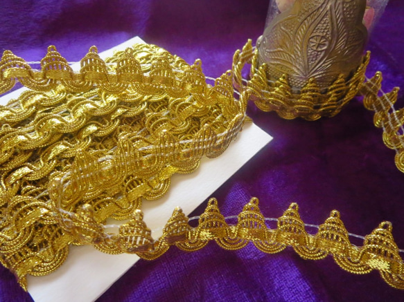 *♥*Moroccan Yellow Gold Metallic Blade Trim 1m*♥* 2枚目の画像