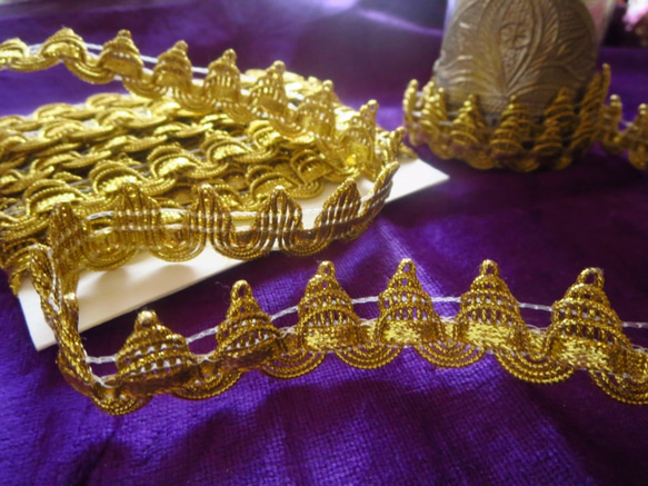 *♥*Moroccan Yellow Gold Metallic Blade Trim 1m*♥* 3枚目の画像