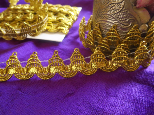 *♥*Moroccan Yellow Gold Metallic Blade Trim 1m*♥* 5枚目の画像