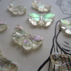 *♥Vintage German Lucite Beads Butterfly Crystal AB 8pcs*♥* 3枚目の画像