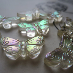 *♥Vintage German Lucite Beads Butterfly Crystal AB 8pcs*♥* 1枚目の画像