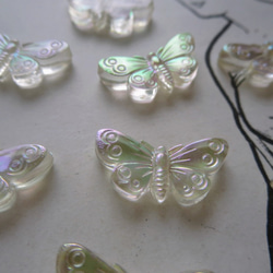 *♥Vintage German Lucite Beads Butterfly Crystal AB 8pcs*♥* 5枚目の画像