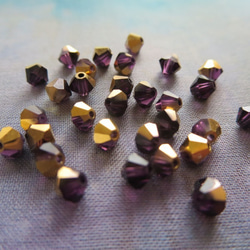 *♥Swarovski Crystal Beads 24KGP Amethyst Aurum 4mm 23個♥* 2枚目の画像