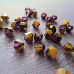 *♥Swarovski Crystal Beads 24KGP Amethyst Aurum 4mm 23個♥* 1枚目の画像