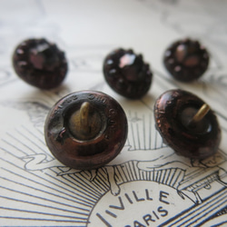 *♥*French Antique Glass Buttons Jet Copper Shade 1pcs*♥* 8枚目の画像