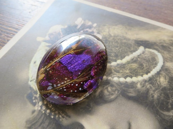 *♥*Butterfly Wing Cabochon Violet Bronze*♥* 2枚目の画像