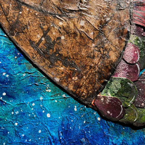 絵画　魚と何か　作者不明 絵画魚と何か作者不明
