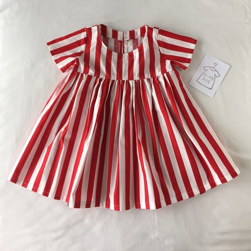 PICONE 赤と白のストライプ 半袖ワンピース 40 PICONE 赤と白の