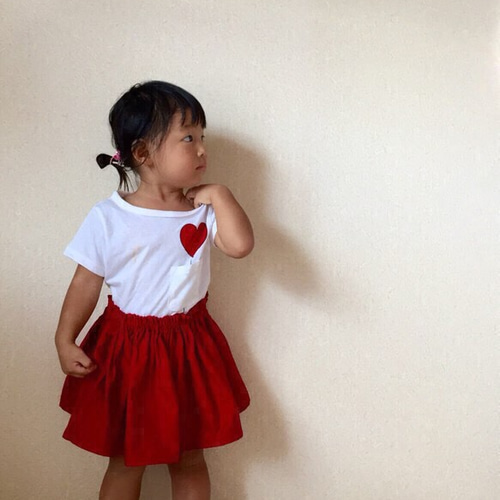 オーダーメイド 濃赤ギャザースカート 子供サイズ単品 子供服 ちいさな 