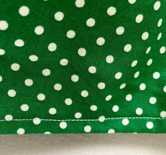 サルエルパンツ&くるみボタンセット　グリーン×白　水玉 4枚目の画像