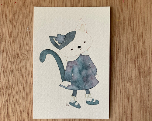 白猫の女の子」 原画 送料無料 イラスト pukkoa_kats 通販