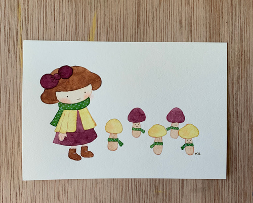 みどりいろのマフラー」原画 送料無料 イラスト pukkoa_kats 通販