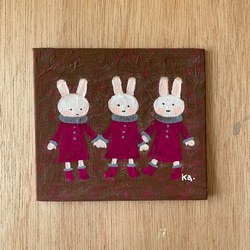 特集掲載作品「magenta rabbits」キャンバスボード画　原画 1枚目の画像