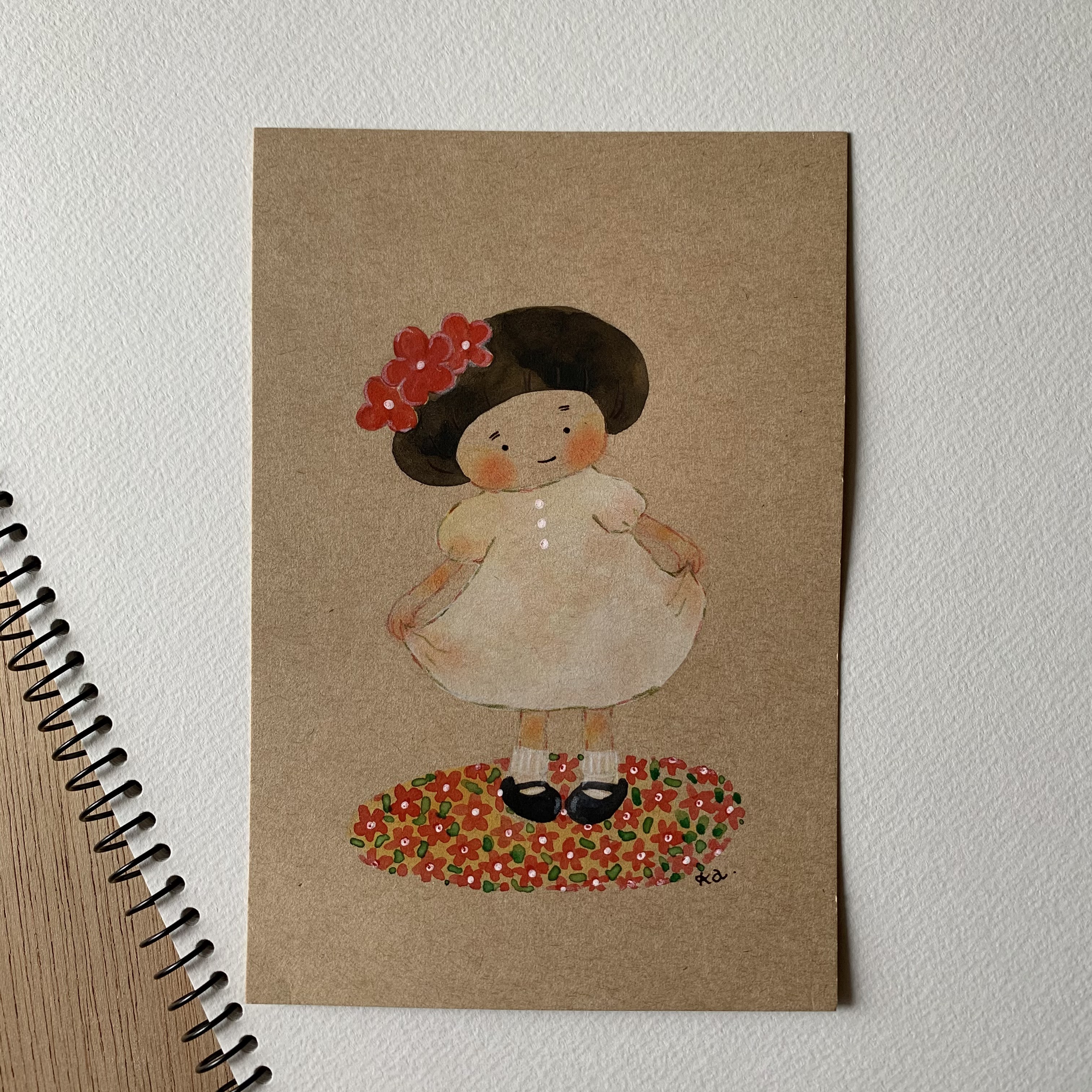 「新しい靴」クラフト紙に描く優しい原画　送料無料