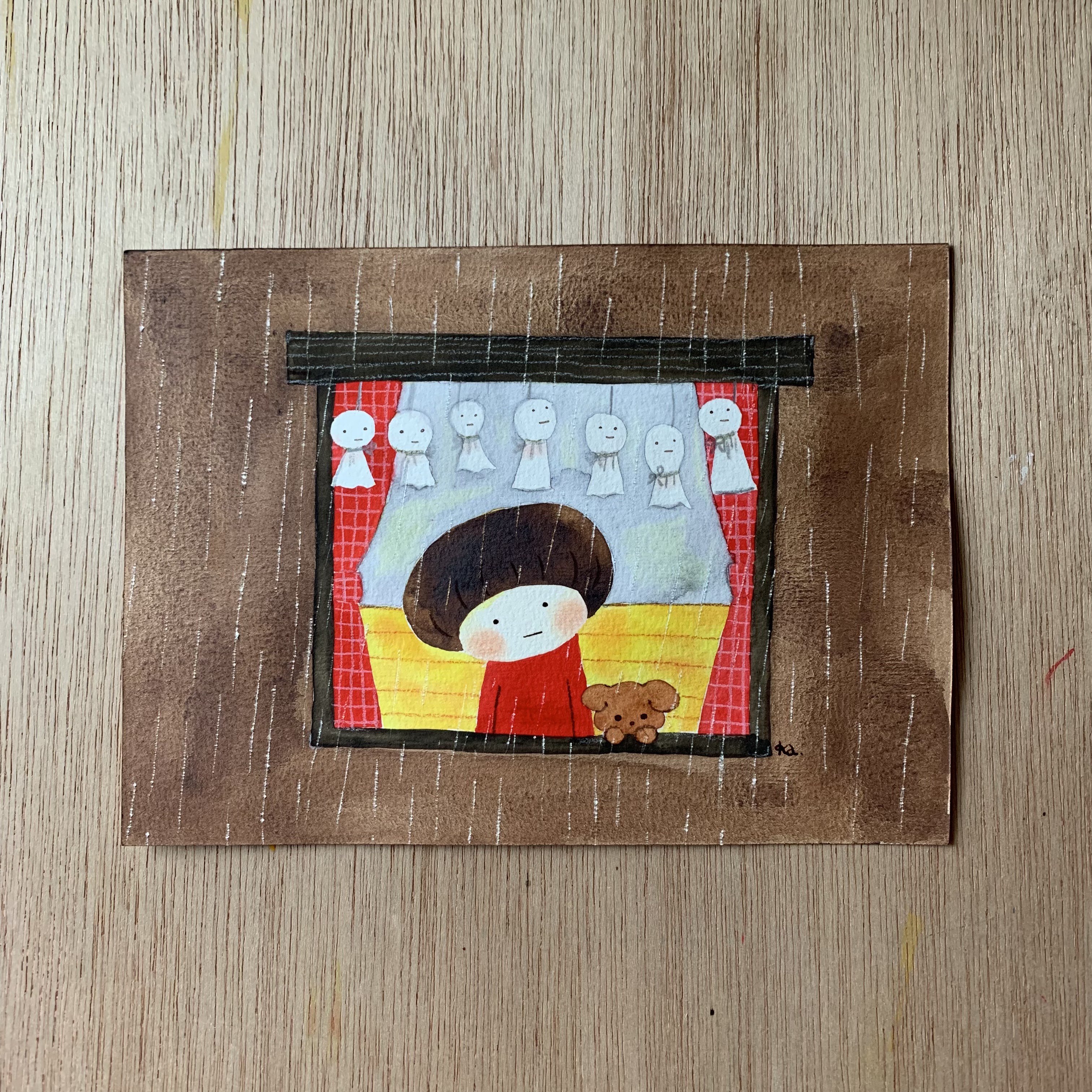 「雨の音」原画　送料無料