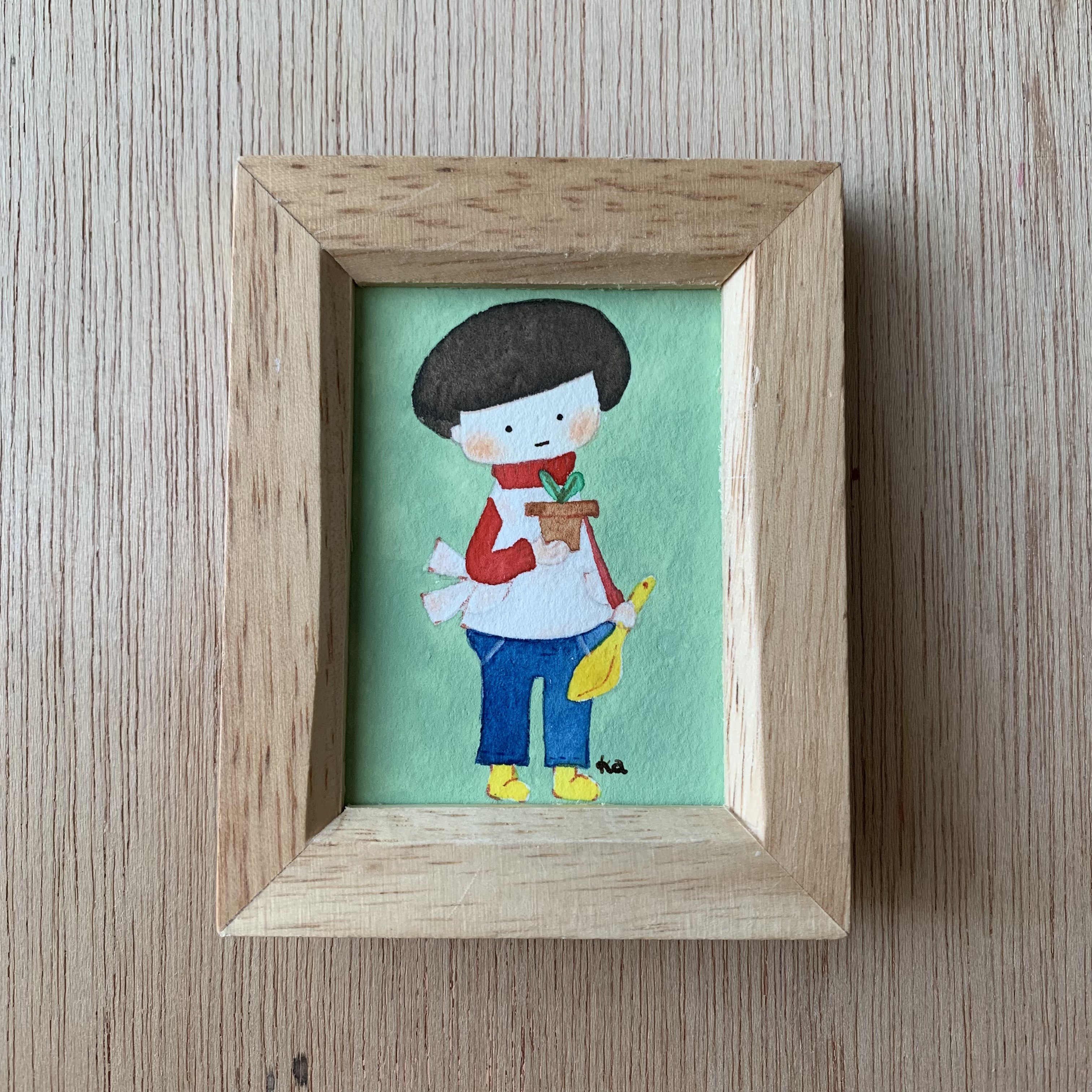 「育てること」ミニ額　原画