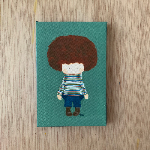 ハッピーあっぷるちゃん　油絵　画家　小楠アキコ作品　20×20cm　キャンバス ハッピーあっぷるちゃん油絵画家小楠アキコ作品20×20cmキャンバス